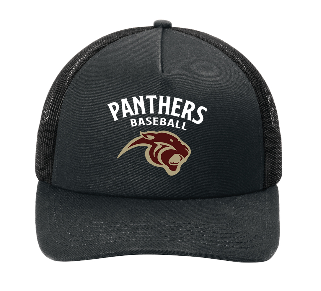 Panthers Baseball Black Embroidered Mesh Back Cap